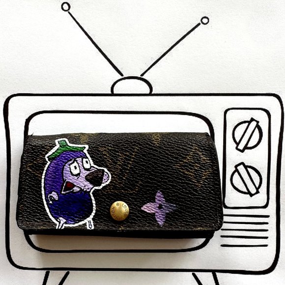 Custom Painted Authentic Louis Vuitton Keyholder - Courage the Cowardly Dog - Picture 1 of 13